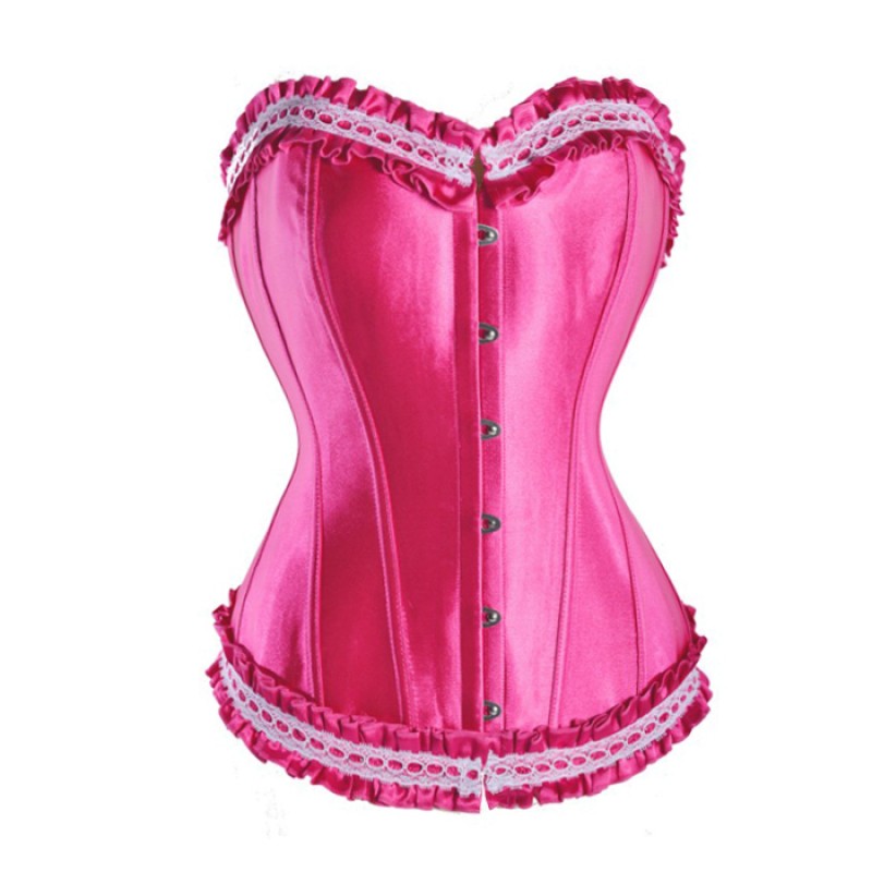 Sexy pink lace up corset bustier top
